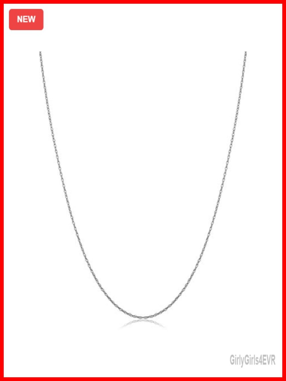 14k White Gold Rope Chain Necklace Thin Lightweight 18 Inch Spring Ring Clasp